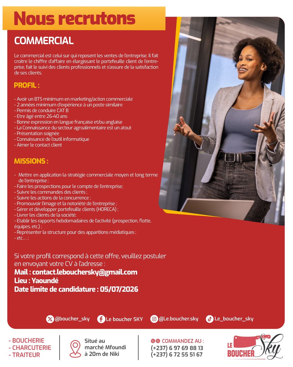 boucher_sky's tweet photo. Nous recrutons !

🥩 Un chef boucher 
🥩 Une vendeuse caissière
🥩Un chauffeur livreur 
🥩Un commercial 
🥩 Un boucher

N’hésitez pas à suivre la procédure sur les visuels pour plus d’informations ! ☺️ https://t.co/4UYExCB6wZ