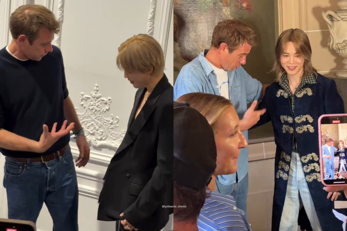 jimin_lil_devil's tweet photo. He's literally me. 😭Every time Jonathan Anderson interacts with Jimin, he looks completely stunned by his visuals.

#Jimin_dior https://t.co/i6xaHiVjnW