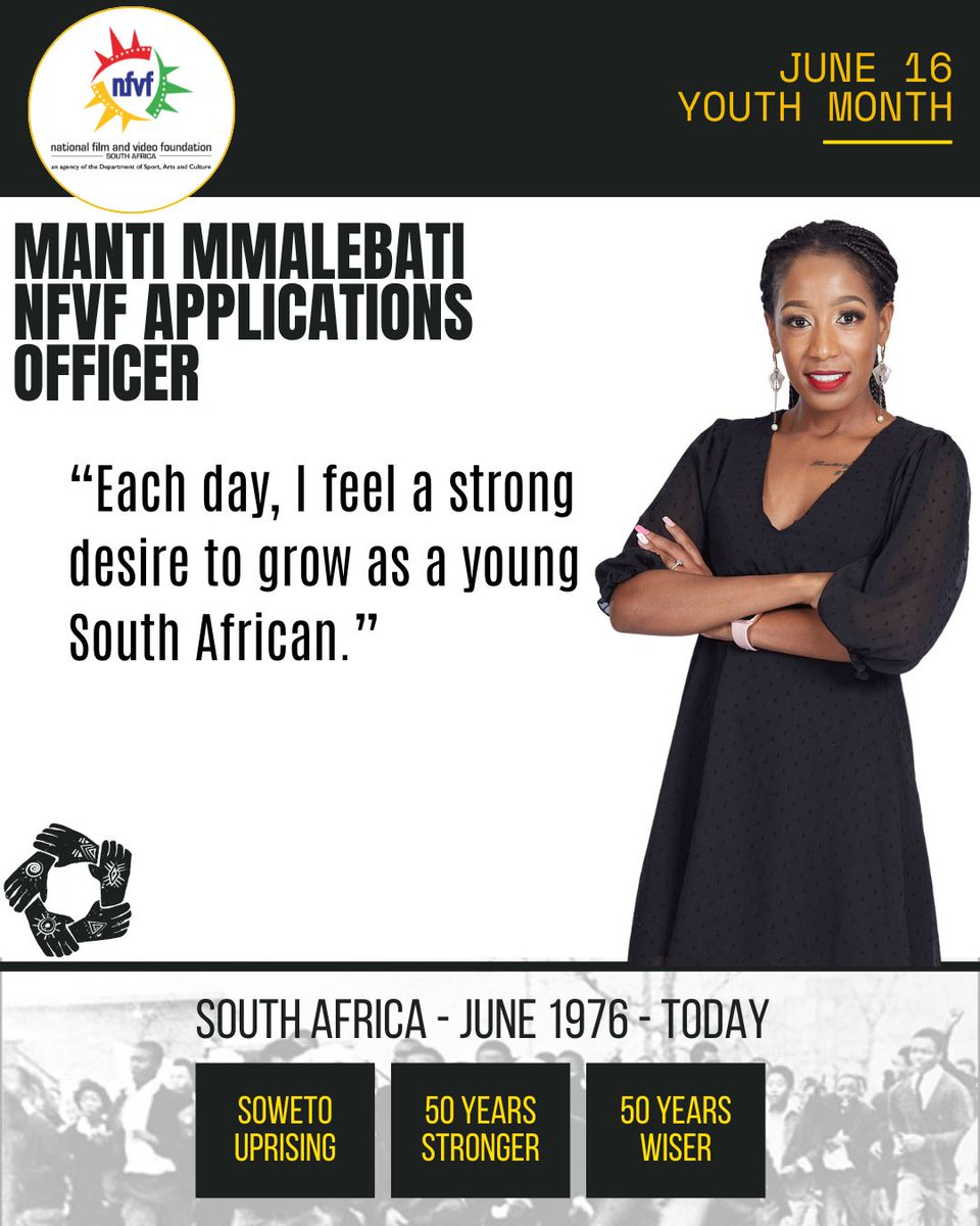 nfvfsa's tweet photo. 🔮NFVF Youth speak #50FORWARD🎞️
Manti Mmalebati is the NFVF Applications Officer. She shares her views on June 16 and the future of South African youth.
#50FORWARD #IAMCHANGE https://t.co/3YFDm79qfJ