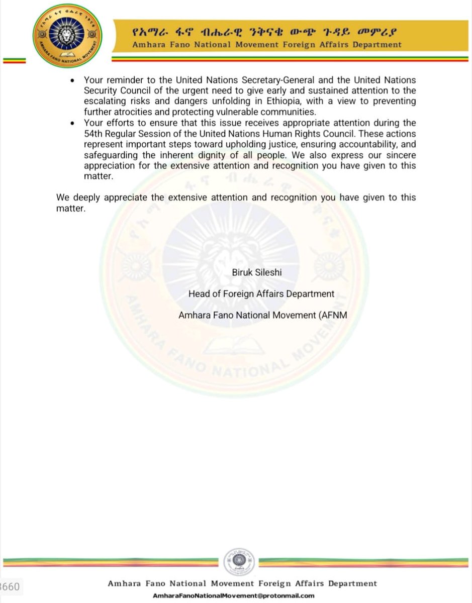 AFNM_FA's tweet photo. #The_European_Centre_for_Law_and_Justice
We would like to express our sincere gratitude for your attention to the ongoing massacres and grave human rights violations committed against the Amhara people and followers of the Ethiopian Orthodox Tewahedo Church. https://t.co/upufwiXPKD