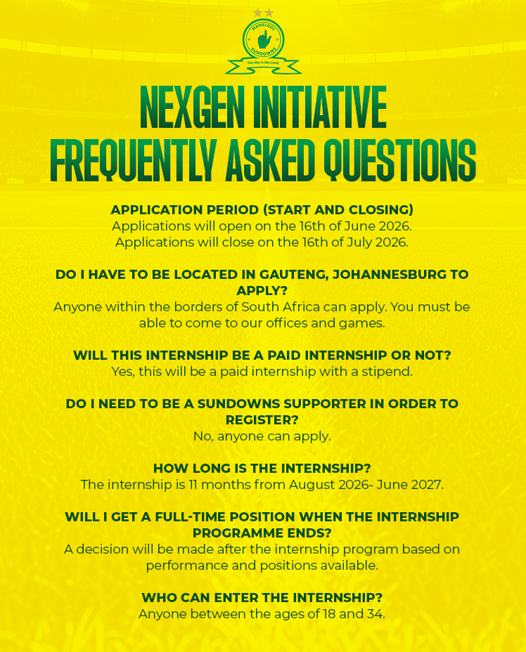 Masandawana's tweet photo. 𝙔𝙤𝙪 𝙖𝙨𝙠𝙚𝙙, 𝙬𝙚 𝙖𝙣𝙨𝙬𝙚𝙧𝙚𝙙 💛

Here's everything you need to know about the Mamelodi Sundowns NexGen Initiative. Take the next step and apply today at https://t.co/rDFfpwWvPL 📲👆

#Sundowns #SundownsLadies #MSNexGen https://t.co/plQTtFatJf