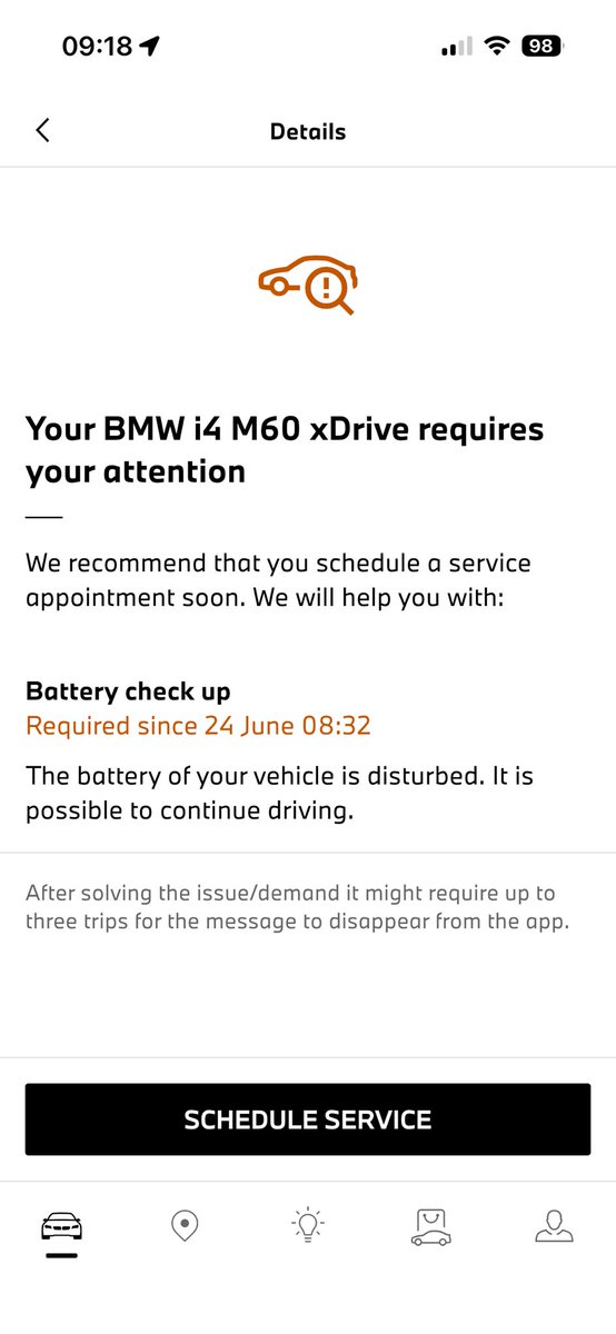 ccasmyth's tweet photo. @BMW_UK had been planning on taking this car to Ireland imminently when this popped up this morning. I’ve had the car for 2 months!! Is this a glitch as I know other owners who have same issue #bmw #i4 https://t.co/9U7R8qL73o