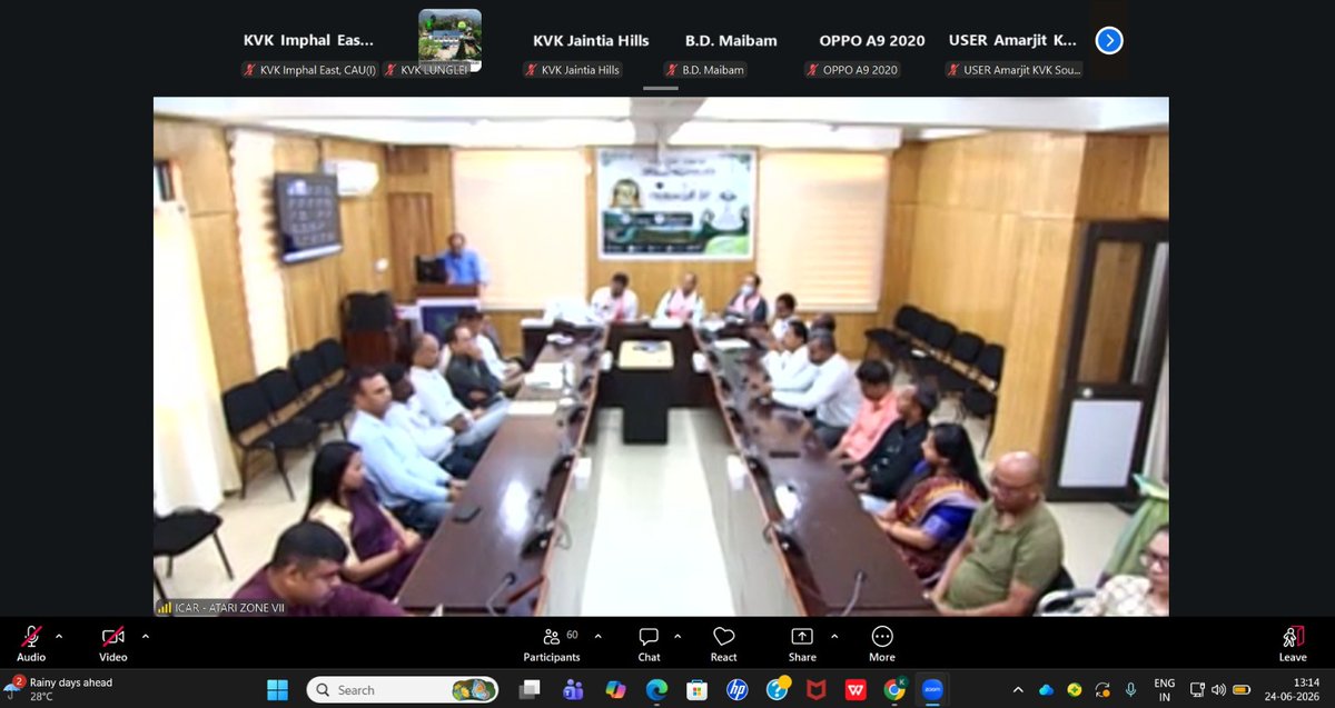 EastKvk's tweet photo. Staff of KVK, Imphal East Virtually participated 20th Foundation Day Celebration of ICAR-ATARI, Zone-VII, Umiam, Meghalaya
#ICAR 
#ATARI_ZONEVII https://t.co/f5Xpajvbwh