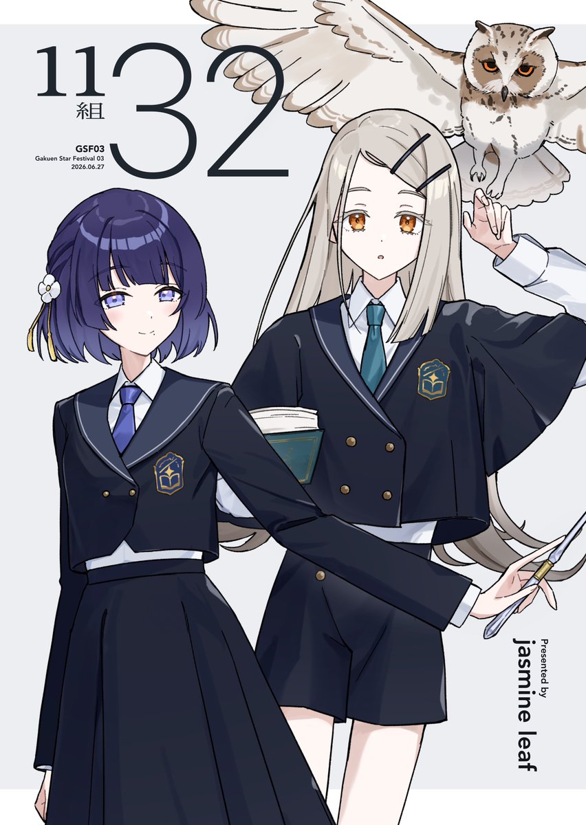 re1_jasmine's tweet photo. 【#GSF03 お品書き】
6/27 学園スターフェスティバル03
11組32「jasmine leaf」
 
魔法学校衣装の篠澤広・秦谷美鈴アクリルスタンド、チェキ風カードセット、既刊を頒布します。
当日はよろしくお願いします！ https://t.co/NCTI8UveO9
