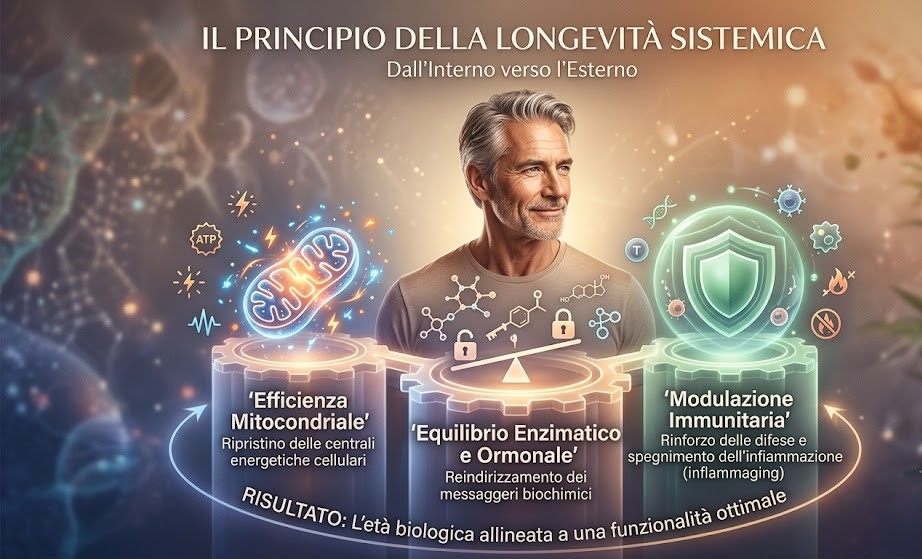 Bluefidel47's tweet photo. "Mi spieghi questo blend di ringiovanimento, ma non voglio diventare ragazzo…📷📷"

Il Principio della Longevità Sistemica: Dall'Interno verso l'Esterno

​Il  protocollo di ringiovanimento non va confuso con la cosmesi superficiale; si tratta di una vera e propria ristrutturazione biologica interna. L'obiettivo primario è l'ottimizzazione dei pilastri fondamentali della salute cellulare:

​Efficienza Mitocondriale: Ripristinare le centrali energetiche della cellula per contrastare l'invecchiamento cellulare e lo stress ossidativo.

​Equilibrio Enzimatico e Ormonale: Reindirizzare i messaggeri chimici del corpo verso un profilo biochimico ottimale e resiliente.

​Modulazione Immunitaria: Rinforzare le difese e spegnere l'infiammazione cronica di basso grado (inflammaging).

​Non si tratta di inseguire l'illusione di specchiarsi e ritrovare il volto di un adolescente, bensì di allineare l'età biologica a una funzionalità ottimale.

​Ciò premesso, l'estetica non viene ignorata: la vitalità di pelle, capelli e tono fisico non è il fine ultimo, ma il riflesso esterno inevitabile di un organismo che ha ripreso a funzionare con l'efficienza di un sistema biologicamente giovane.
#LongevitaBiologica #EtaBiologica #SaluteCellulare