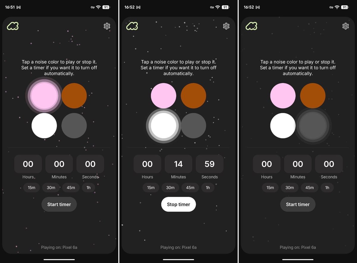 hisspai's tweet photo. 🔇 APP picks - Metiq

🎨 White noise, simplified to just color.

Tap a color, get a sound. Pink, brown, white, gray—each mapped to a different noise profile. No menus, no setup. Just instant focus or sleep support.

🧘 Less choice. More calm.

#SSPAI #WhiteNoise #Focus #Metiq https://t.co/OA71ZY4qsN