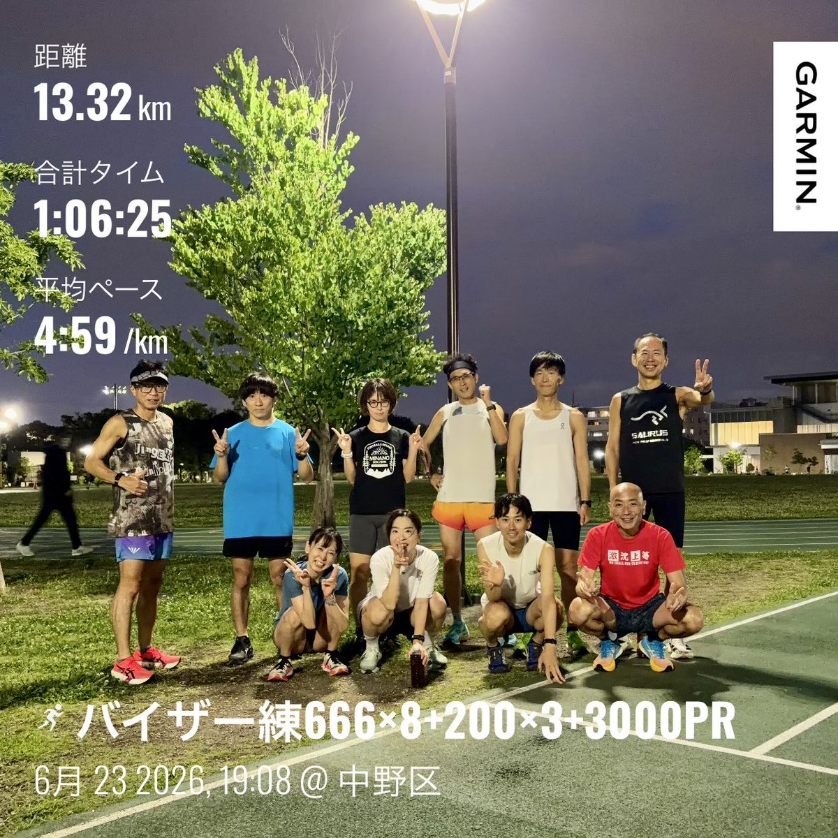 visor_toshi's tweet photo. 6/23火曜 バイザー練at平和の森⚡️

メニー: 666×8r166jog+200×3r100jog+3000PR
SR4分
C設定:2’30(3’45)+フリー+4’30

日曜の疲労と筋肉痛がありアップ流しもちゃんとできず。１本目できつくなったので、２本目は途中合流の333にして、それを4セットにアレンジ。その分3000をちょい上げ。

#バイザー練 https://t.co/MTZm81fCZp