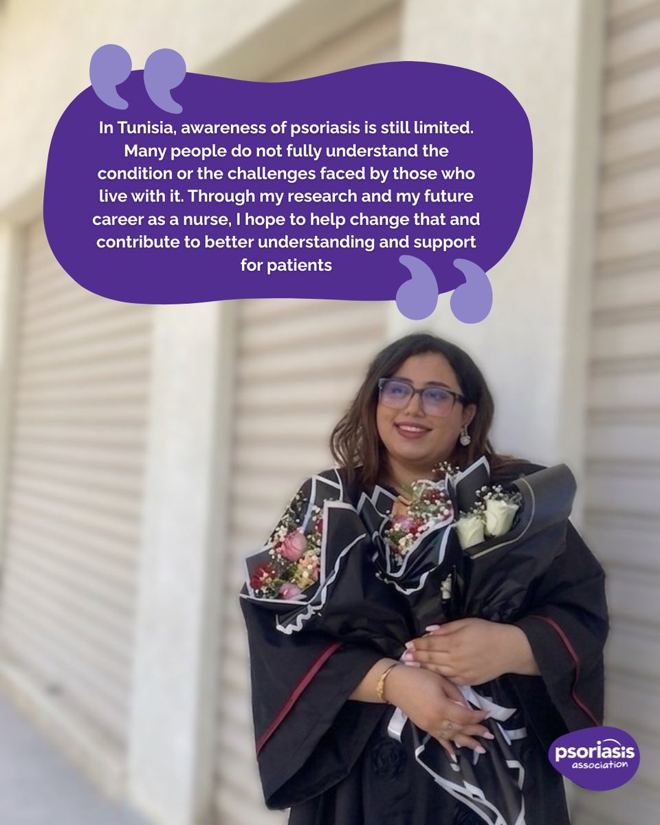 PsoriasisUK's tweet photo. When Emna first shared her psoriasis story, she hoped to help others feel less alone. Now, as a newly qualified nurse whose research focused on psoriasis, she is using her experience and knowledge to make a difference for people living with the condition.

Read her story here: https://t.co/J08jLD7QV2
