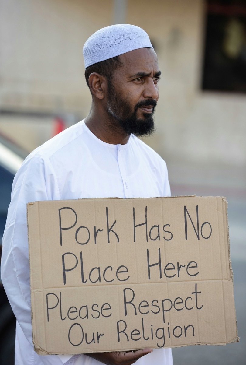 GeetaSheoran35's tweet photo. What religion?? We don't acknowledge your religion! You are on the wrong side of the world. 
We love pork ❤ https://t.co/CJjH1GBQVo