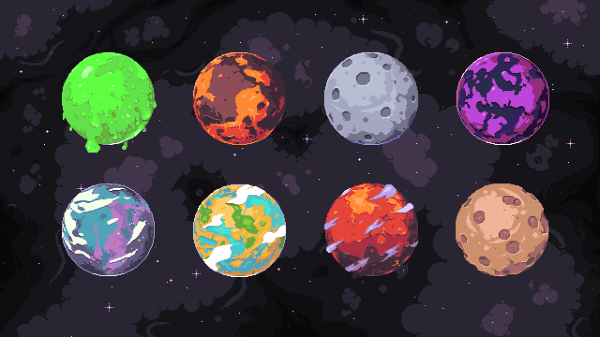 Tecka_AG's tweet photo. Some planets for @Galaxy_Pilgrim 
#indiegame #pixelartㅤㅤㅤㅤ https://t.co/ccdMUdK6DN