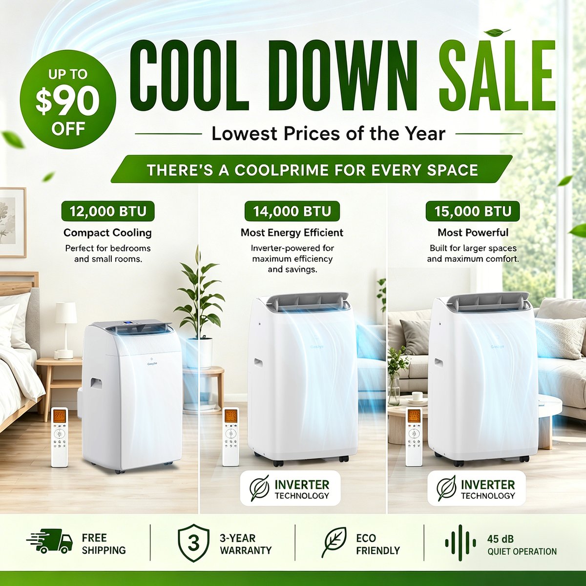 Gasbye_Official's tweet photo. Gasbye Cool Down Sale is live. Lowest prices of the year on all CoolPrime portable ACs — 12K, 14K, and 15K BTU. Free shipping + 3-year warranty. → https://t.co/9Oyo81t9IH https://t.co/gJWSetD7JO