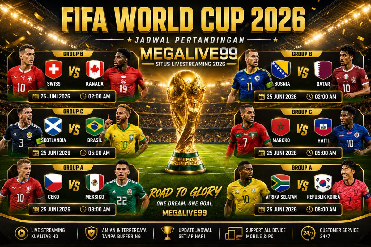 heyunsq's tweet photo. 𝙵𝙸𝙵𝙰 𝚆𝙾𝚁𝙻𝙳 𝙲𝚄𝙿 2026 𝙼𝙴𝙶𝙰𝙻𝙸𝚅𝙴99🌍🏆
𝚂𝚒𝚊𝚙𝚊 𝚢𝚊𝚗𝚐 𝚊𝚔𝚊𝚗 𝚋𝚎𝚛𝚜𝚒𝚗𝚊𝚛 𝚍𝚊𝚗 𝚜𝚒𝚊𝚙𝚊 𝚢𝚊𝚗𝚐 𝚑𝚊𝚛𝚞𝚜 𝚙𝚞𝚕𝚊𝚗𝚐 𝚕𝚎𝚋𝚒𝚑 𝚊𝚠𝚊𝚕?
Link login:https://t.co/zZScm7bq0q

#MEGALIVE99 #FIFAWorldCup #TaufikHidayat 
#BaktiUntukindonesia https://t.co/TKJ11CwsmE