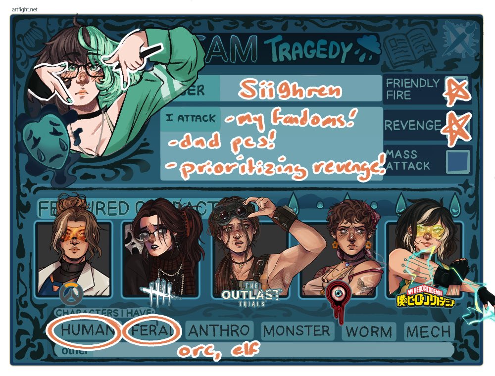 siighren's tweet photo. originally said i wasn’t going to participate in this years artfight bc i wanted to focus on some personal projects in july but the fomo got to me kekw
#artfight #artfight2026 #teamtragedy https://t.co/EYmHrc3a29