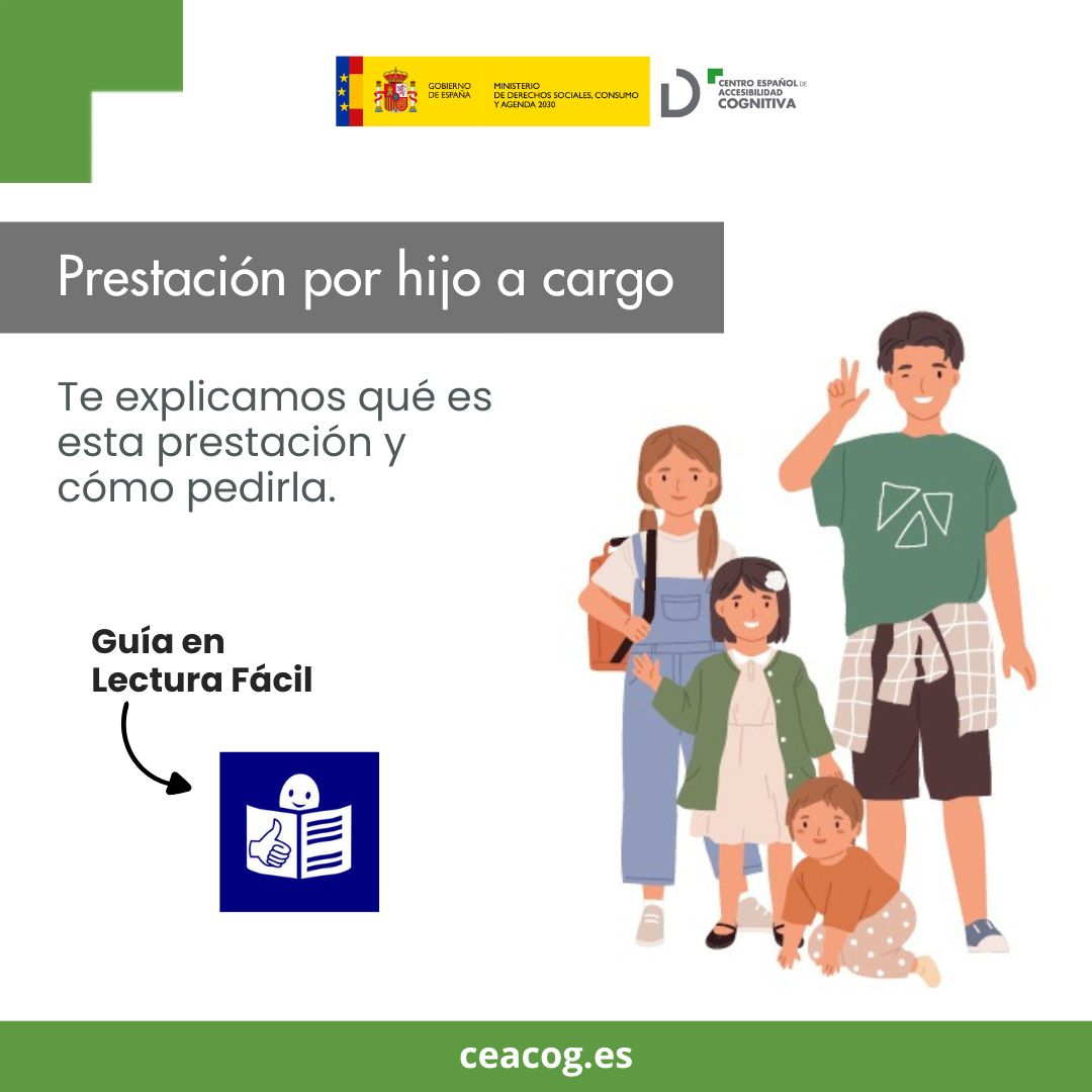 ceacog's tweet photo. 👨‍👩‍👦 La prestación por hijo a cargo es una ayuda económica de la Seguridad Social destinada a apoyar a las familias con hijos con discapacidad o con menores con discapacidad en régimen de acogimiento familiar.

✅Lo explicamos en esta guía en #LecturaFácil👇
https://t.co/naSU9THhMh https://t.co/BNmwC1ruKt