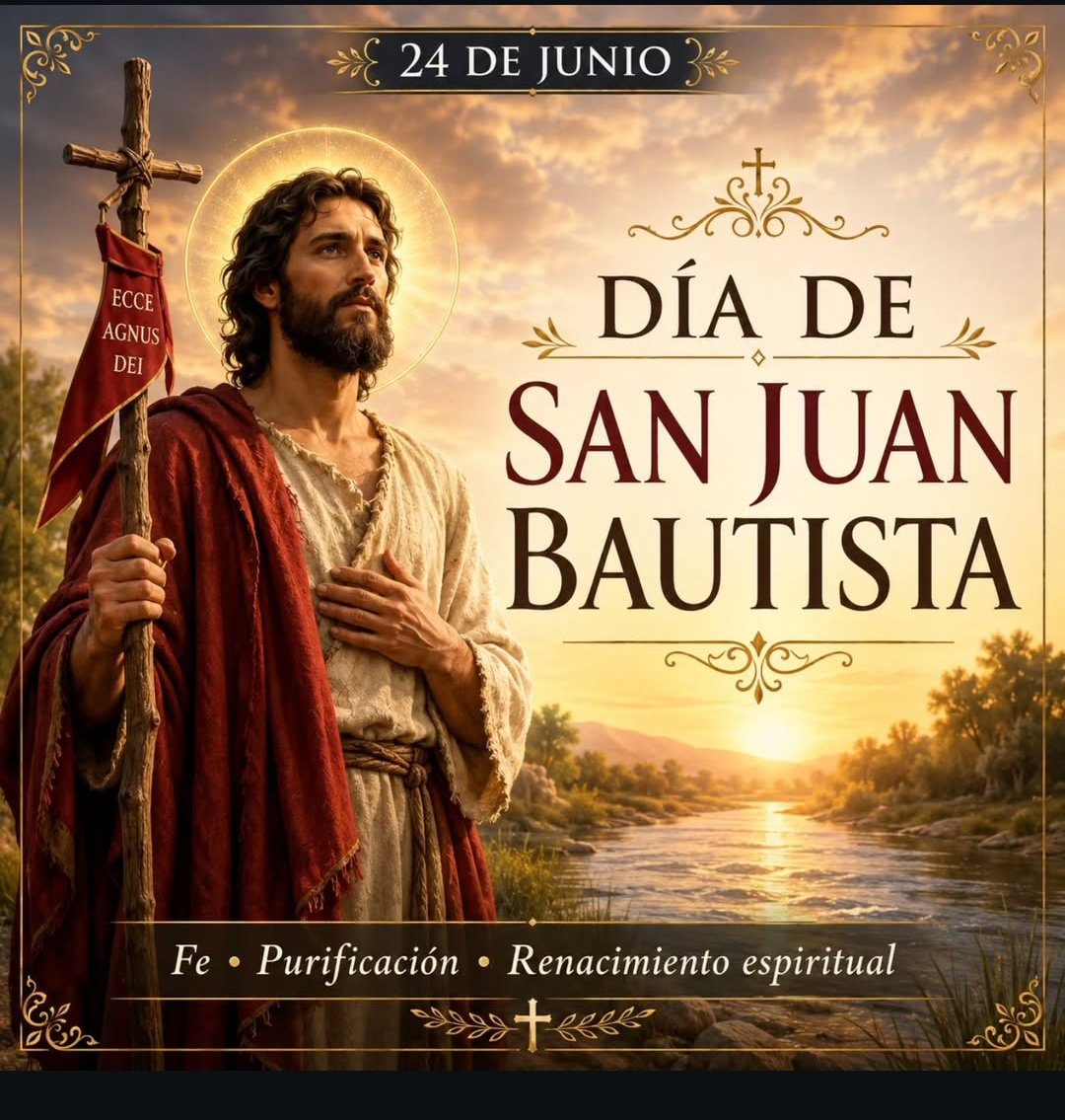 WAHM28's tweet photo. Que Dios te bendiga, cuide, ampare, proteja y favorezca, que no te  apartes de Él.
Que La Virgen te cubra con su manto, que te acompañe tu Ángel de la guarda, que te guíe el Espíritu Santo y que Dios te regale el mejor dia de tu vida.
La Paz contigo.
#24Jun
#SanJuanBautista https://t.co/pHbEJRYpkW