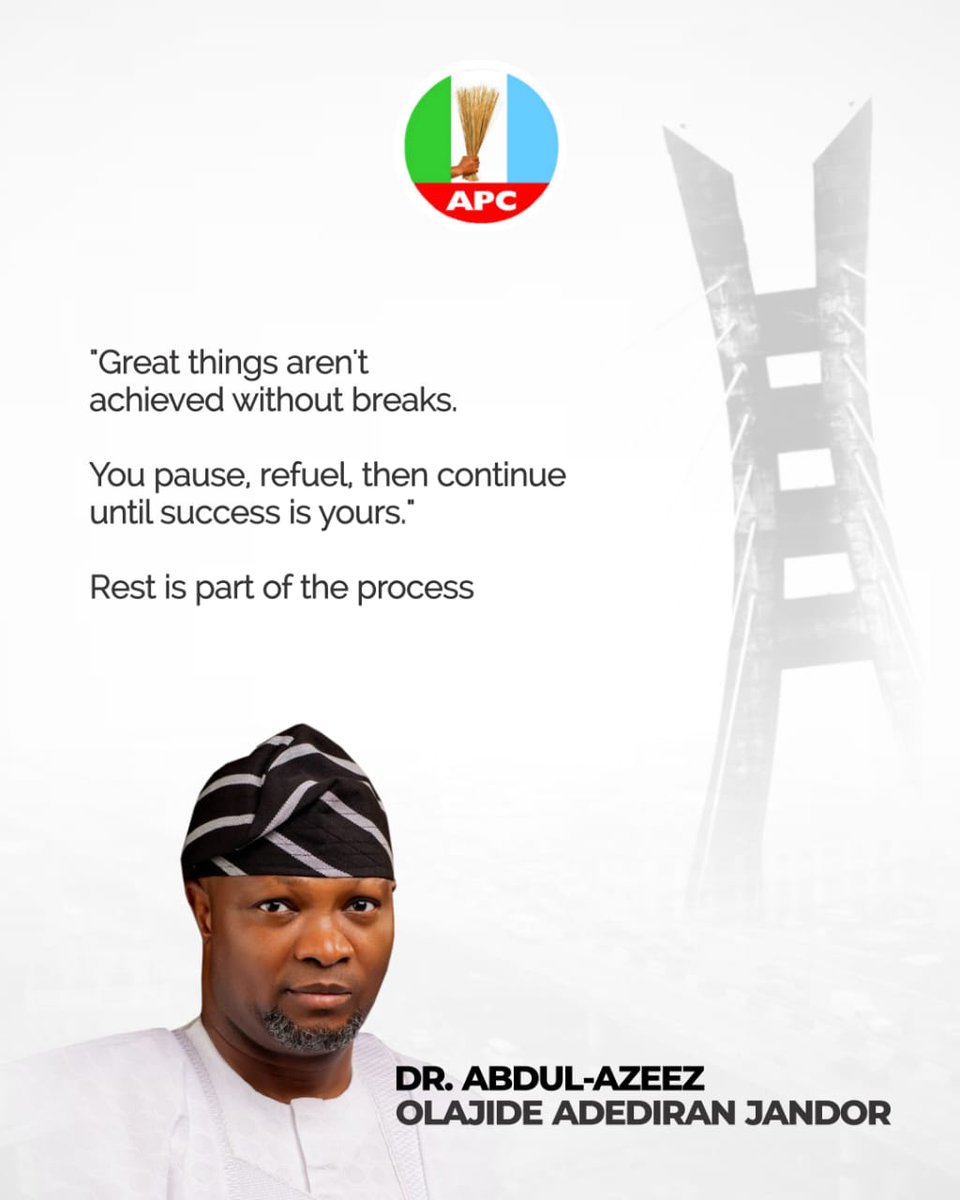 lagosforlagos's tweet photo. *MIDWEEK DIGEST* 

"Great things aren't achieved without breaks.  
You pause, refuel, then continue until success is yours."

 _Rest is part of the process_ 

#JANDORofLagos
#KeepGoing #ProgressNotPerfection #RestAndRise #StayFocused
#Lagos4Lagos #ItIsTime https://t.co/biuzlKfPC2