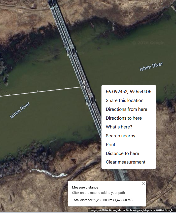 EhudShavit's tweet photo. @Saul_Sadka A much more devastating point in a more reasonable range (2,300 km from Kharkiv).
The southern optional rail is out of Russia.

Tayshet is 4,000 km from Ukraine, and the small bridge can be repaired within hours. The Russians are highly experienced with such repairs. https://t.co/bmA59hvI7m