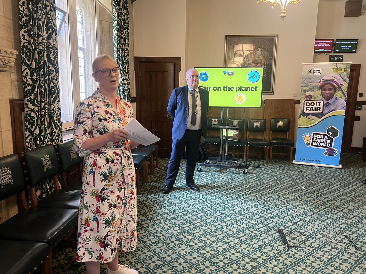 FairtradeUK's tweet photo. We took our call for responsible business that is #FairOnThePlanet to Parliament.
 
We joined the APPG on Fairtrade to hear from Fairtrade champions like @MartinRhodes21 and @jeremycorbyn, the International Development Committee, our CEO @EllieJHarrison and @marksandspencer. https://t.co/Fp0lvGMIbA