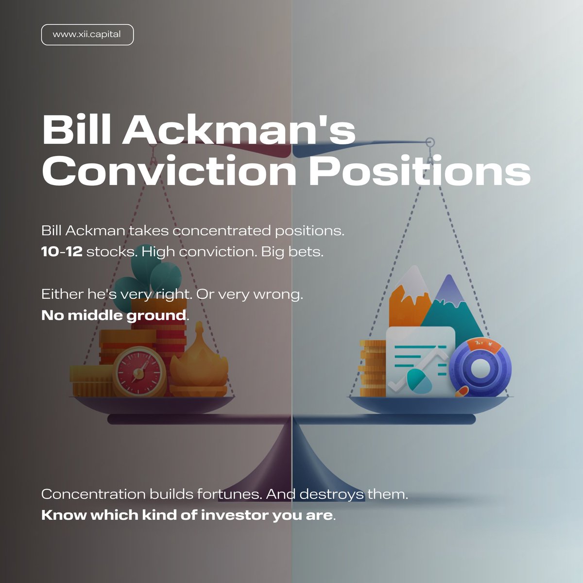 XII_Capital's tweet photo. 10 stocks.

That's all it takes for a concentrated investor to beat the market.

Or trail it.

High conviction creates extraordinary winners—and painful losers.

Concentration amplifies both skill and mistakes.

The question isn't whether it works.

It's whether it fits you. https://t.co/BXPeAzM2Fj
