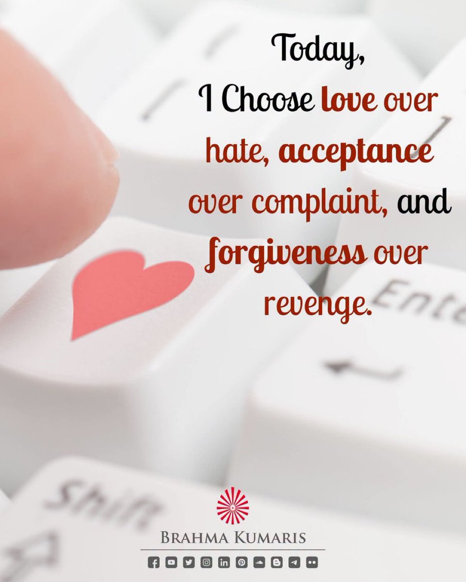 bk_toronto's tweet photo. Choosing love, acceptance, and forgiveness frees the soul from negativity and emotional burdens. These elevated responses create inner peace, strengthen relationships, and help us move forward with lightness and dignity. 
#BrahmakumarisToronto https://t.co/EJ8YcPXl6p
