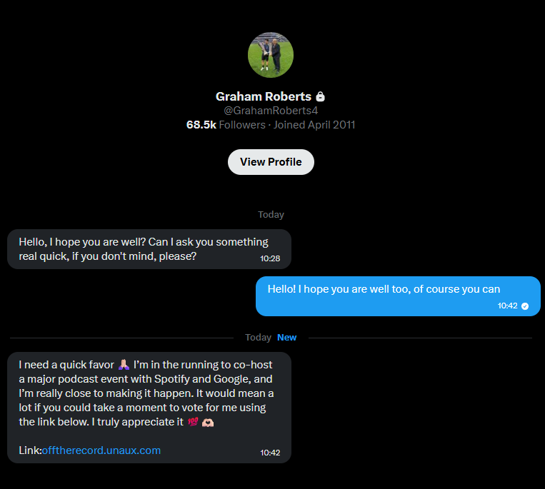 TottenhamMasky's tweet photo. Graham Roberts' account has been hacked, unfortunately

Do NOT listen to anything the hacker says. If they contact you, it's a scam

Please spread the word so people don't fall for this bollocks, COYS https://t.co/uXepV9AYF2