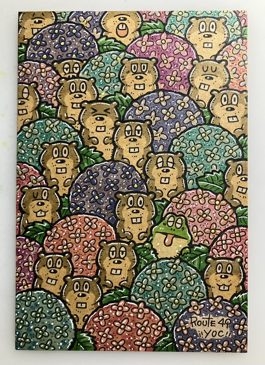 yoc_49's tweet photo. こっちが先だったか☂️🐿️
雨の季節も悪くはない。嫌いじゃない☔️😌

「スモールアート、ビッグハート」アートフェア出展🐭
開催日は2026年7月26日（日）、場所は代々木公園近くの
アリサンパークカフェ
（2階イベントスペース）
ワンオーダー制☕️🙏

#アート #art #illustration #アジサイ #リス https://t.co/wZM44aLnut