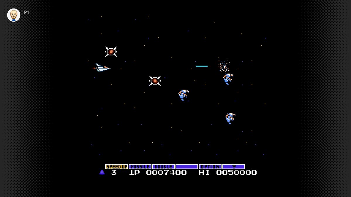 Agnyz's tweet photo. Gradius. Gal 1000 komentarų per 17 metų, nė žodžio apie Gradius, nors per tą laiką jį ir jo tęsinius peržaidžiau ne kartą. Kaip keista. Klasikinė šonu slenkanti šaudyklė. Tai yra, turi žinoti, kodėl ji gera. Sunki. Praradęs papildomus erdvėlaivio ginklus, greitai miršti. https://t.co/psdQuUIYQl