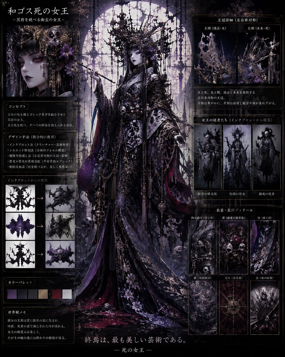 Oz_ouroboros's tweet photo. 和ゴスの女王を作った時のプロトタイプデザイン
 #AIart️️️️️️️️️️️️️️️️️️️️️️️️️️️️️️️️️️️️️️️️️️️️️️️️️️️  #和ゴス #JapaneseGothic #Prototype https://t.co/n4z8qQHHlX