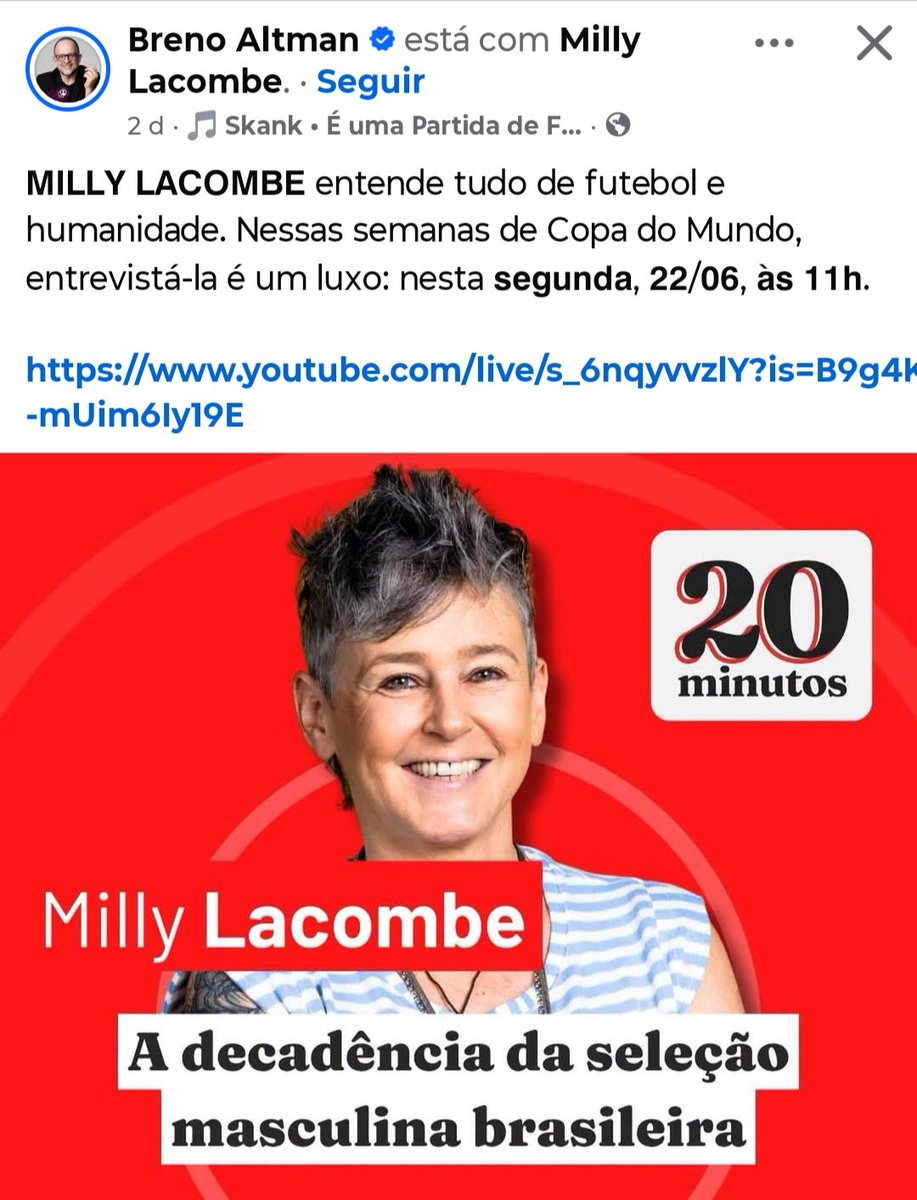 CanalNaoEsqueco's tweet photo. Milly "Ceni" Lacombe e Breno Altman discutindo futebol e democracia...

Impossível deixar de perder! https://t.co/LzFOBJE1EC