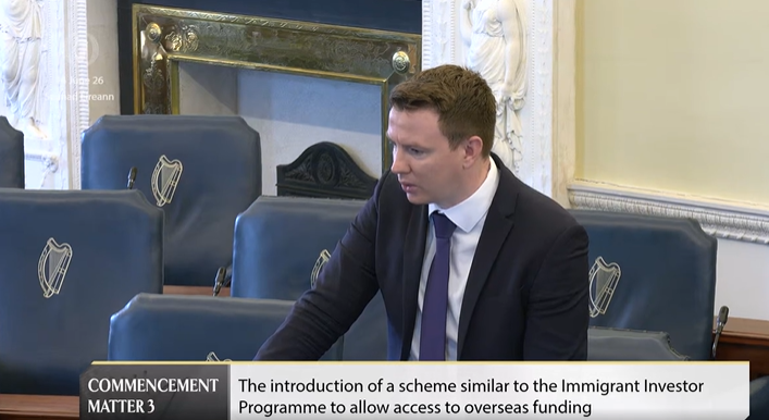 OireachtasNews's tweet photo. #Seanad Commencement Matter 3: Senator Mark Duffy @markduffymayo – To the Minister for Justice, Home Affairs and Migration: The introduction of a scheme similar to the Immigrant Investor Programme to allow access to overseas funding. #SeeForYourself

https://t.co/SySrYyNp2C https://t.co/QleaYvH2Ra