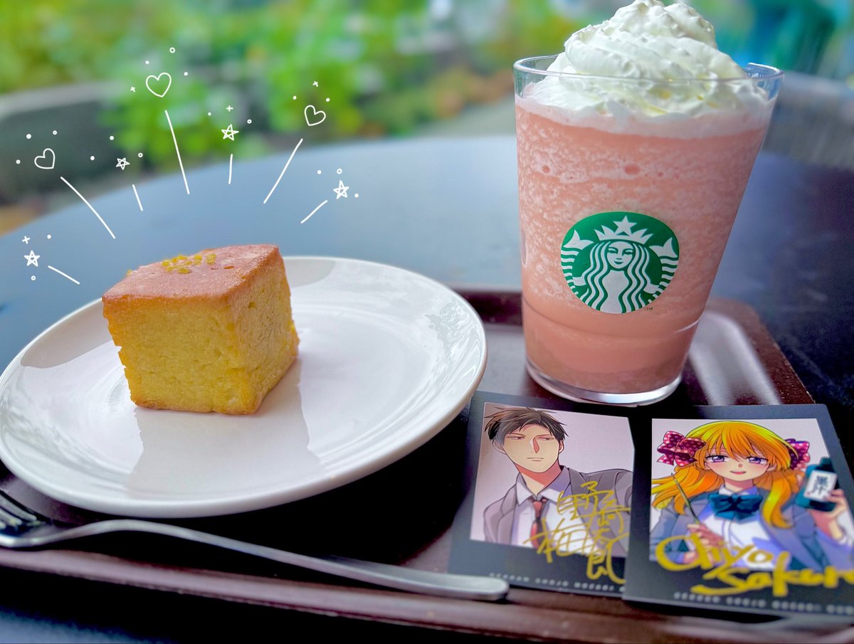 PT60C's tweet photo. 🍋キューブケーキと🍑フラペチーノ✒️🗒️🎀 https://t.co/gXOAJ7KxXy