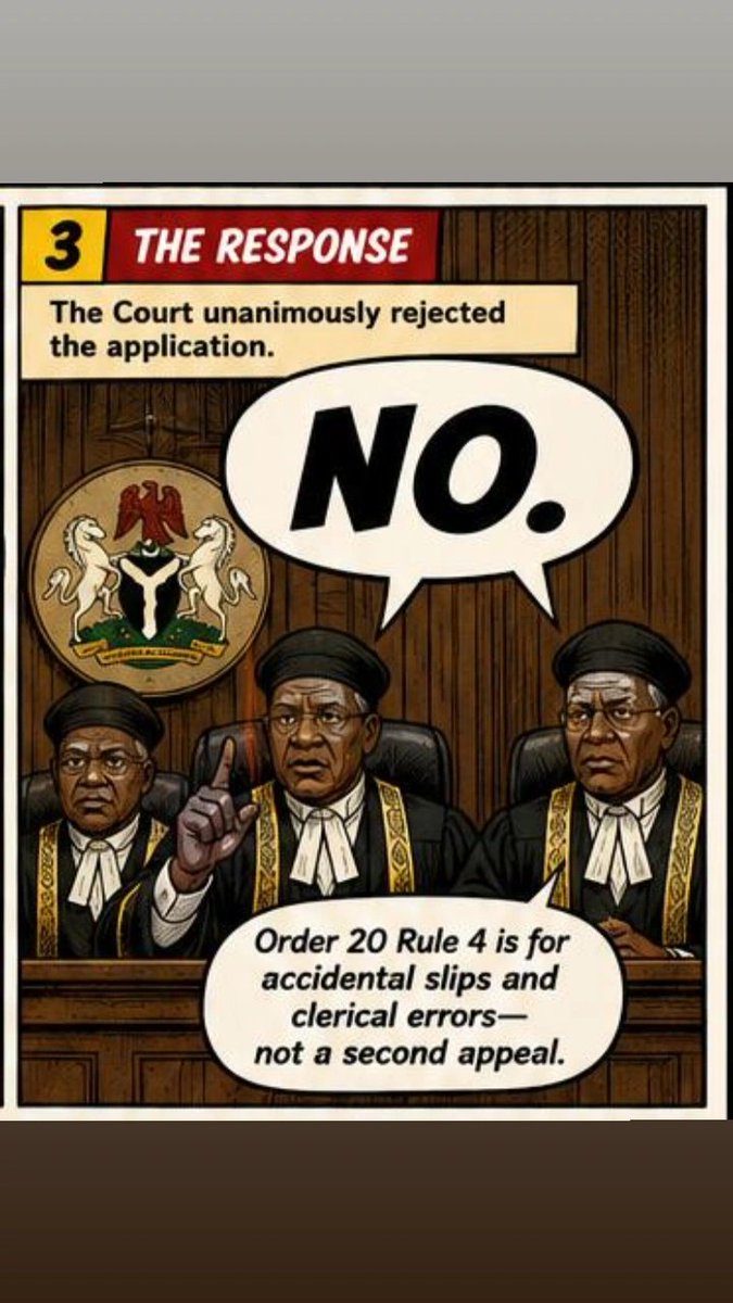 ExpertConsults's tweet photo. The Supreme Court just fined a lawyer ₦50M + suspended him for asking it to “rehear” its own final judgment. 

Jokolo v. Kebbi Gov (SC/266/2017, 15 May 2026):  
Asking SC to set aside its own ruling ≠ “review”. https://t.co/FjnddYcQu1