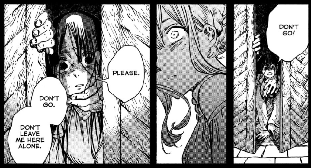 fuedalreese's tweet photo. confused how people can be so defiant of csa theories posed by other readers when witch hat routinely depicts the exploitation and abuse of children. sexual abuse is already mentioned in the manga; how are any of these theories left-field #whaspoilers https://t.co/xbQgXBF6q0