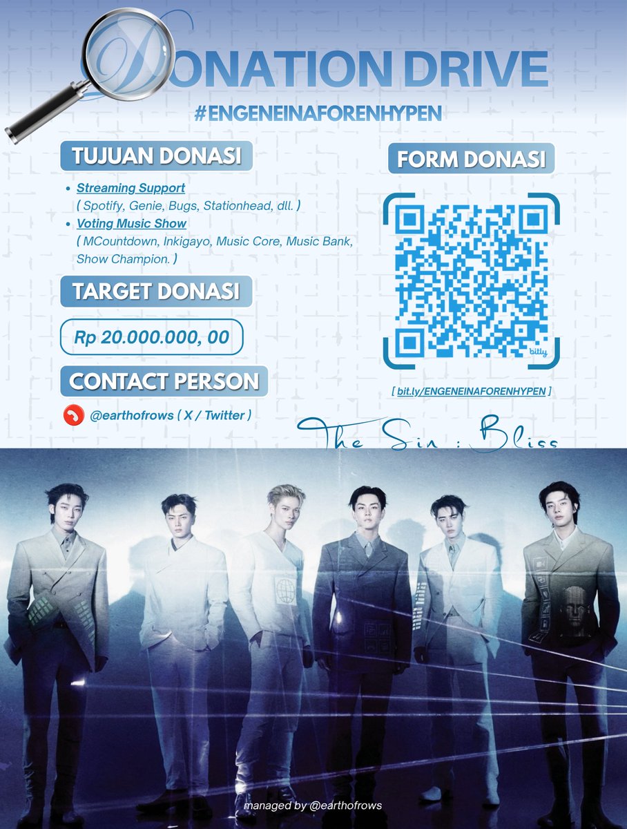 hourlyjaeyunki's tweet photo. ✨ OPEN DONASI COMEBACK THE SIN : BLISS ✨
 
Halo, ENGENE INA!
 
Saat ini, @earthofrows sedang menjalankan project donasi atas nama ENGENE INA. Mari ikut berpartisipasi dalam mendukung kebutuhan voting dan streaming untuk comeback mendatang melalui:
 
🖇️ https://t.co/2eRiYzdlcs
📊 https://t.co/Bul1MeinxD
 
Setiap nominal, sekecil apa pun, akan menjadi bagian dari usaha kita bersama untuk membantu ENHYPEN meraih hasil terbaik di comeback mendatang. 🍀
 
#ENHYPEN #THE_SIN_BLISS
#ENGENEINAFORENHYPEN