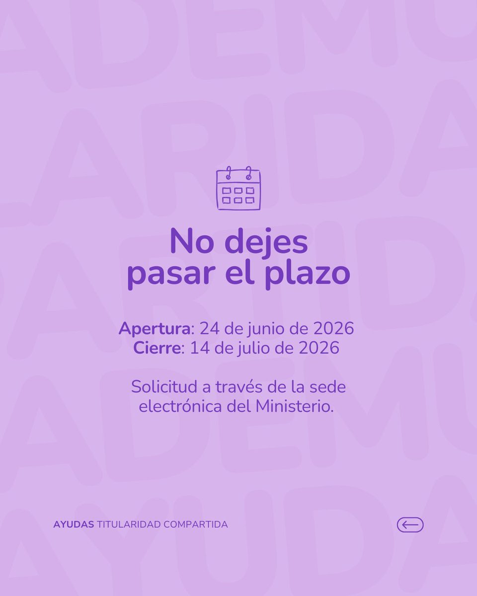 fademur's tweet photo. Hoy se abre la convocatoria de ayudas del @gobmapa  para explotaciones agrarias de #titularidadcompartida.
🌾 1,798 millones de euros para apoyar las explotaciones agrarias de titularidad compartida.
💶 Hasta 1.500 € por explotación.
👩‍🌾👨‍🌾 Ayudas para contribuir al pago de las cuotas de la Seguridad Social.
📅 Solicitudes abiertas del 24 de junio al 14 de julio de 2026.
✅ Concesión directa, sin concurrencia competitiva

Más info: https://t.co/tEPHSEAvja