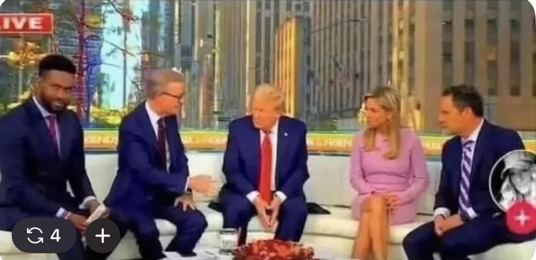 sarrah_bellus's tweet photo. I wish people would stop spreading scurrilous rumours that President Trump is constantly shitting himself in public. After all, it’s perfectly normal to place a black mat underneath him when he visited the Fox News studio with its white sofa yesterday… https://t.co/i2eyQbjUg6