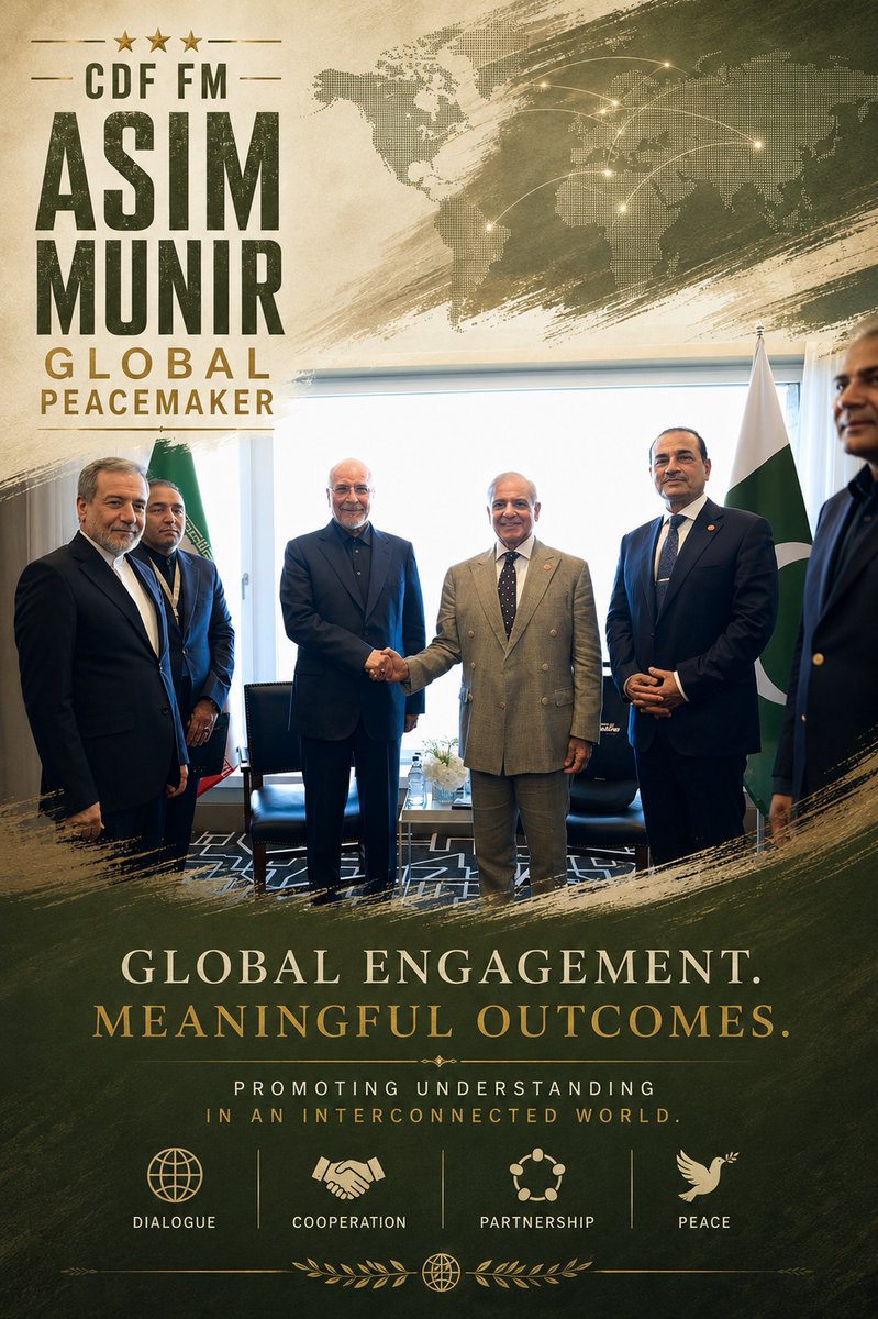 Aimilicious_'s tweet photo. Lasting peace is achieved through engagement and trust. CDF Asim Munir’s diplomatic initiatives underscore Pakistan’s role as a responsible regional stakeholder.
#CDFGlobalPeacemaker
#CDFForGlobalStability https://t.co/Hf5BmwT7D6