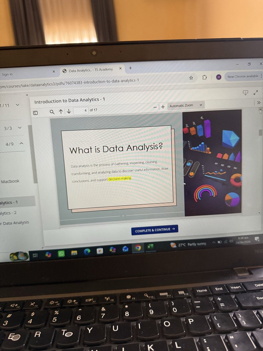 halteeeshh's tweet photo. Day 1 with TS Academy

Revisited the fundamentals of Data Analysis how data is collected, cleaned, transformed, and analyzed to support decision-making.

A great refresher that reinforced my existing knowledge and strengthened my foundation.

#LearningWithTS #30DaysOfTech https://t.co/VHrYunjorD