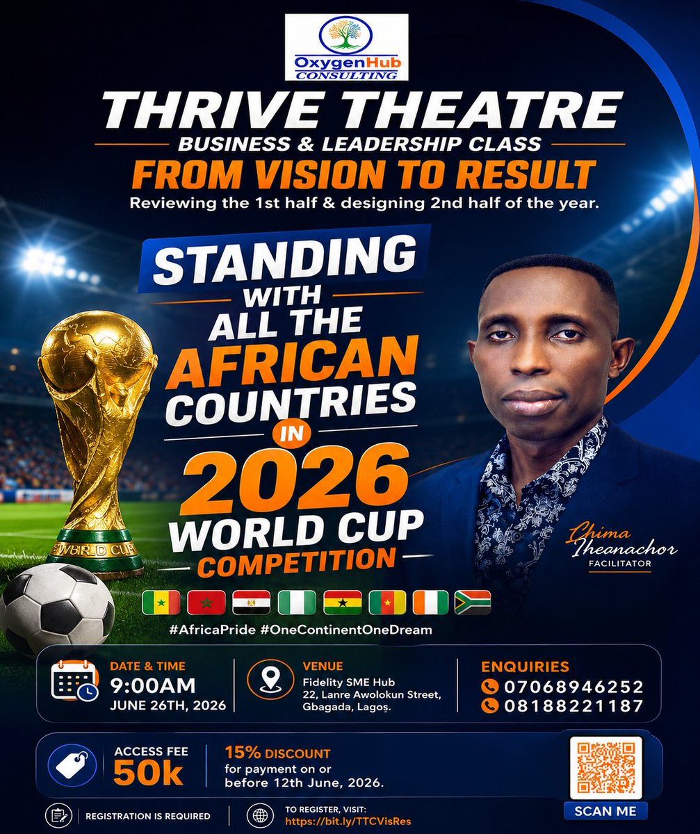 ChimaAchor's tweet photo. All the seats are almost booked. Have you gotten yours?👇 https://t.co/zrlmlruM8L
#Leadership #knowledge #worldcup https://t.co/mZgPLNI6za