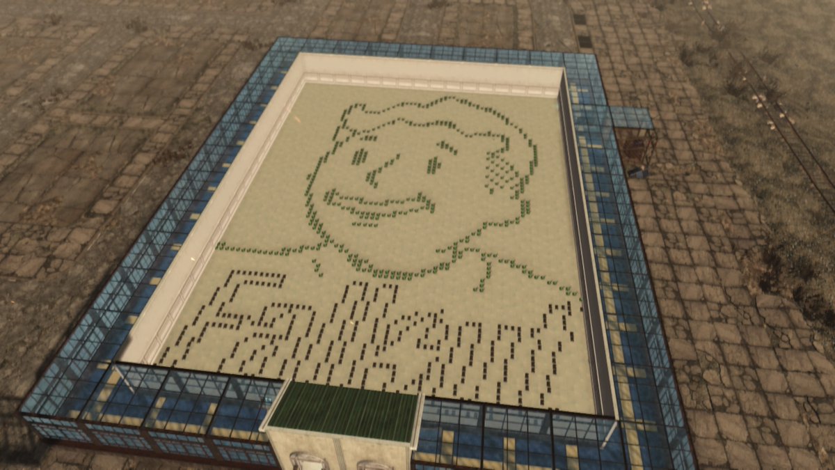 Ana_819's tweet photo. 本日訪れたキャンプの凄いロボット(コックピット付き！)そしてシェルターには地上絵が😳 #fallout76 https://t.co/JYFQgk4xYU