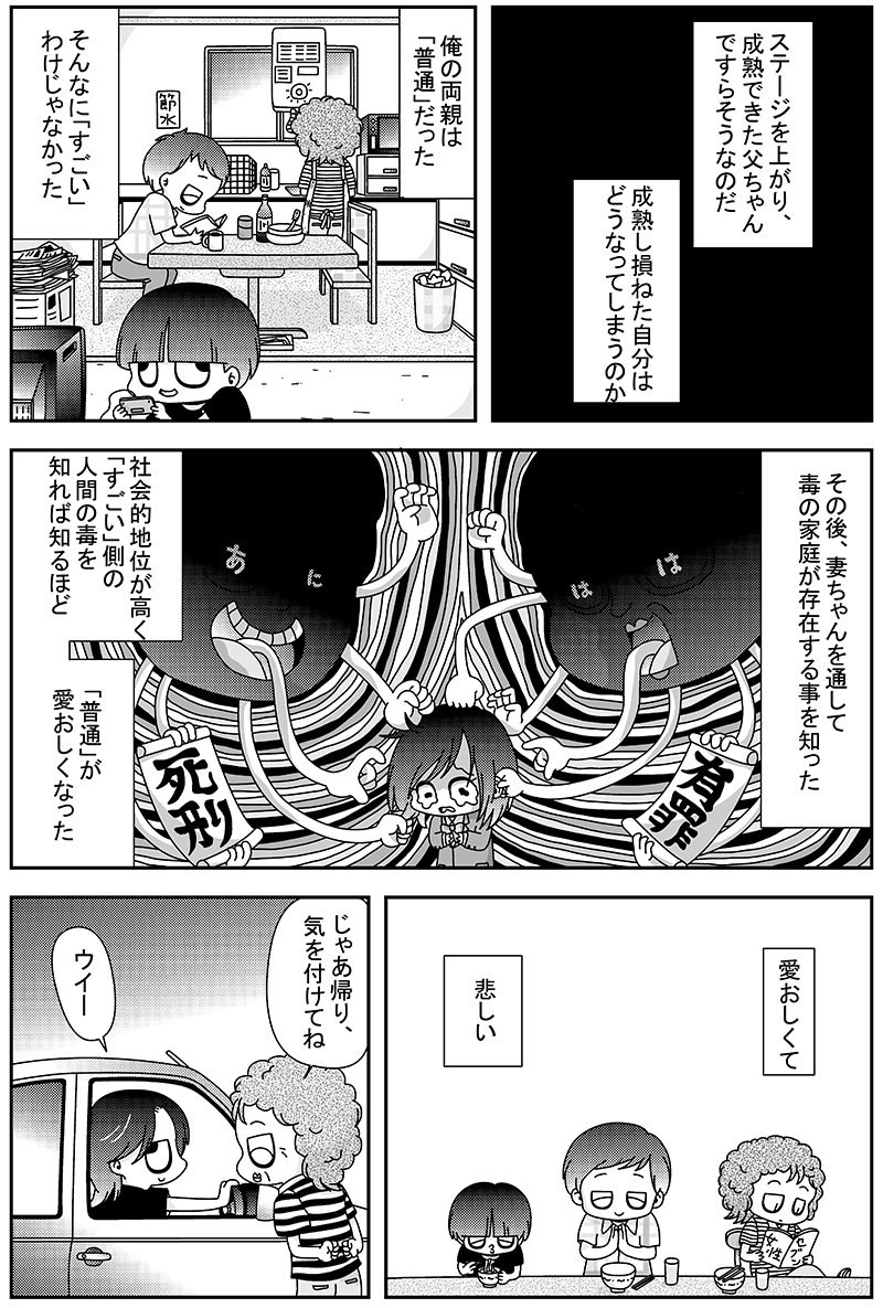 sugiyan1192's tweet photo. 私にとって漫画を描く事は、考えをまとめてアウトプットして、心の安定を図る意味合いが強いです。
…が、言語化しすぎると逆につらくもなります。どうすればいいのか答えはまだ出ません😇

P1～P4(全5P) https://t.co/cBKIvjk1pu