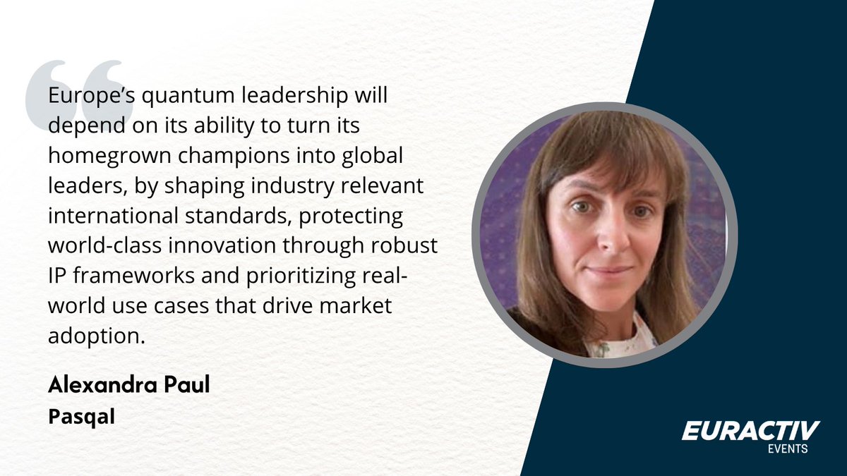 Euractiv's tweet photo. @ETSI_STANDARDS Alexandra Paul from Pasqal sharing her thoughts at our #eaDebates: https://t.co/fIX8lnHkLW
