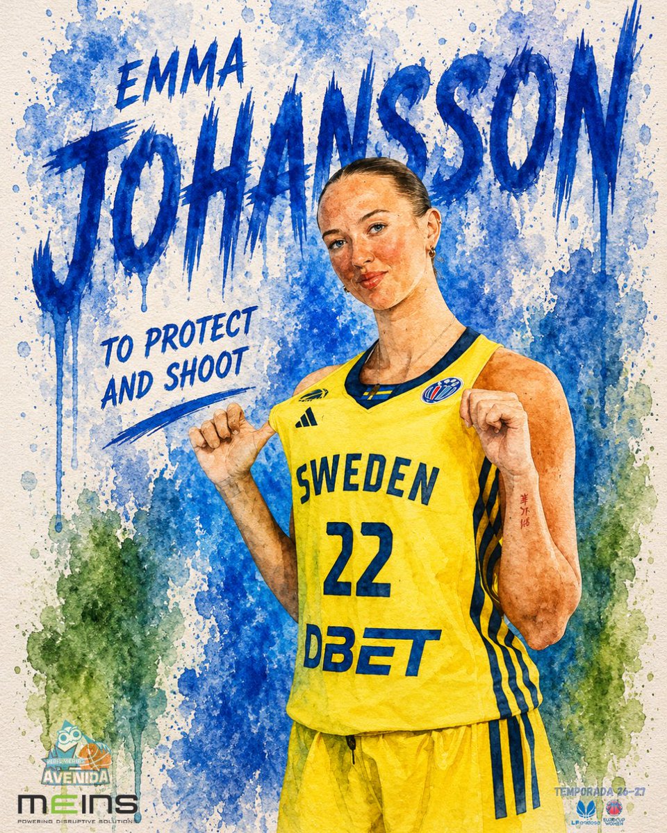 CBAvenida's tweet photo. OFICIAL 🚨

𝐄𝐦𝐦𝐚 𝐉𝐨𝐡𝐚𝐧𝐬𝐬𝐨𝐧 , refuerzo para proteger la pintura de 
MEINS AVENIDA 💙💚

🇸🇪 Internacional Sueca
🏀 Interior
⛹️‍♀️ 1.93 m

➕ INFO https://t.co/AwZoJYtZKy

välkomna, Emma 🫶 https://t.co/Ud6aCGaDRR