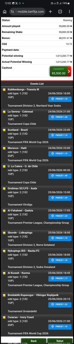 woozzaabets's tweet photo. Over 1.5 FT Goals Accumulator 🔥
Favourites  1-UP Bankers 🔥
Today's Mixed Folds Accumulator 🔥
Favourites Chance Mix Combo 🔥

We Play Again 🍻

📌  1️⃣0️⃣+ 1️⃣0️⃣+ 1️⃣0️⃣+ 1️⃣0️⃣+ Odds 

Codes👇 #Bet9jaCode

5J3HXQX  5J3KH8H  5J3LLPT 5J3MDTN   
   
Bookie  @Bet9jaOfficial 

Not on ?

Register and Play 👇

https://t.co/L6rfYpFC2X

RT ✅️
