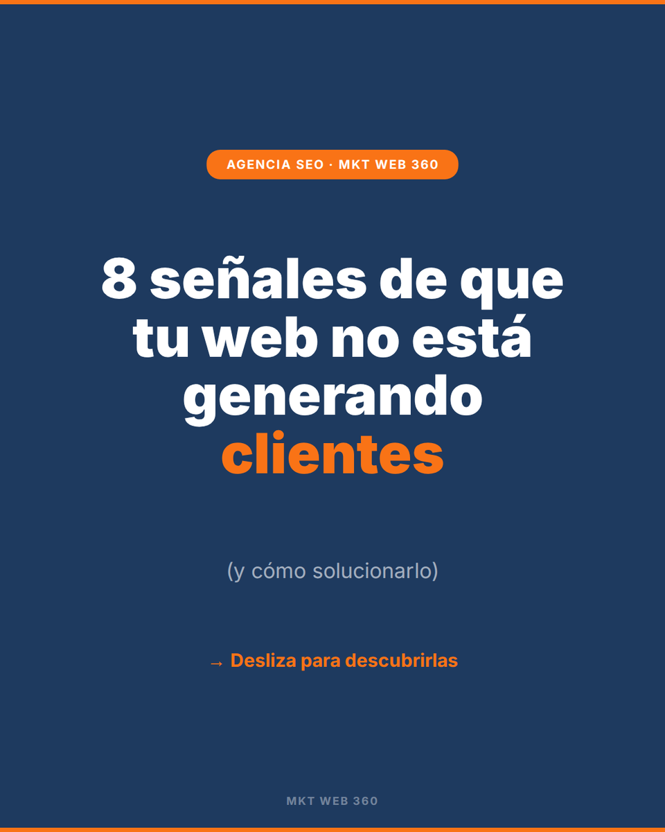 MktWeb360's tweet photo. ¿Tu web tiene visitas... pero no genera clientes?
El problema casi nunca es el diseño. Casi siempre es que Google no sabe que existes.
Aquí van las 8 señales más claras 👇 (hilo)
#SEO #MarketingDigital #PosicionamientoWeb #PYME https://t.co/D0xk4GIwDF