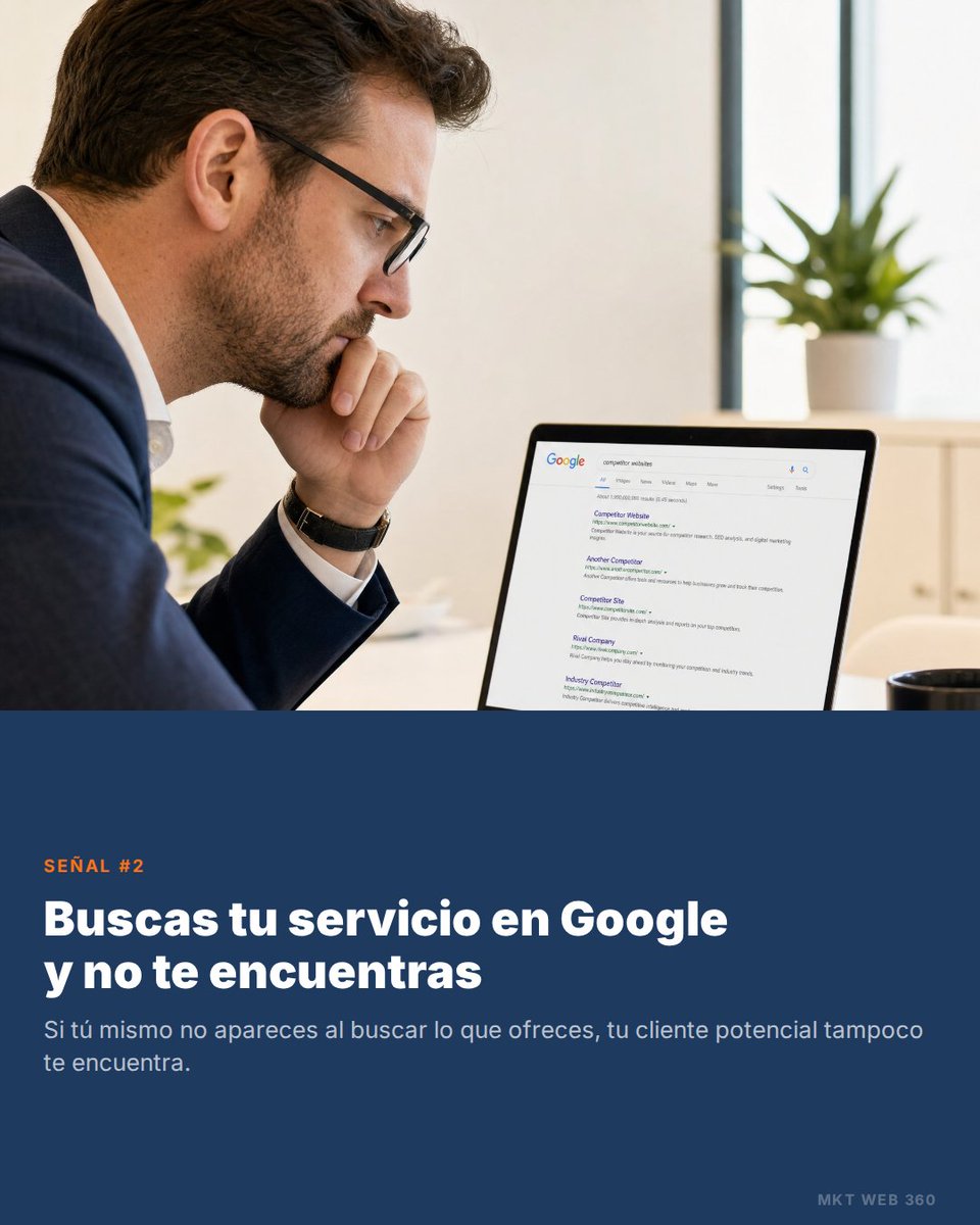 MktWeb360's tweet photo. ¿Tu web tiene visitas... pero no genera clientes?
El problema casi nunca es el diseño. Casi siempre es que Google no sabe que existes.
Aquí van las 8 señales más claras 👇 (hilo)
#SEO #MarketingDigital #PosicionamientoWeb #PYME https://t.co/D0xk4GIwDF