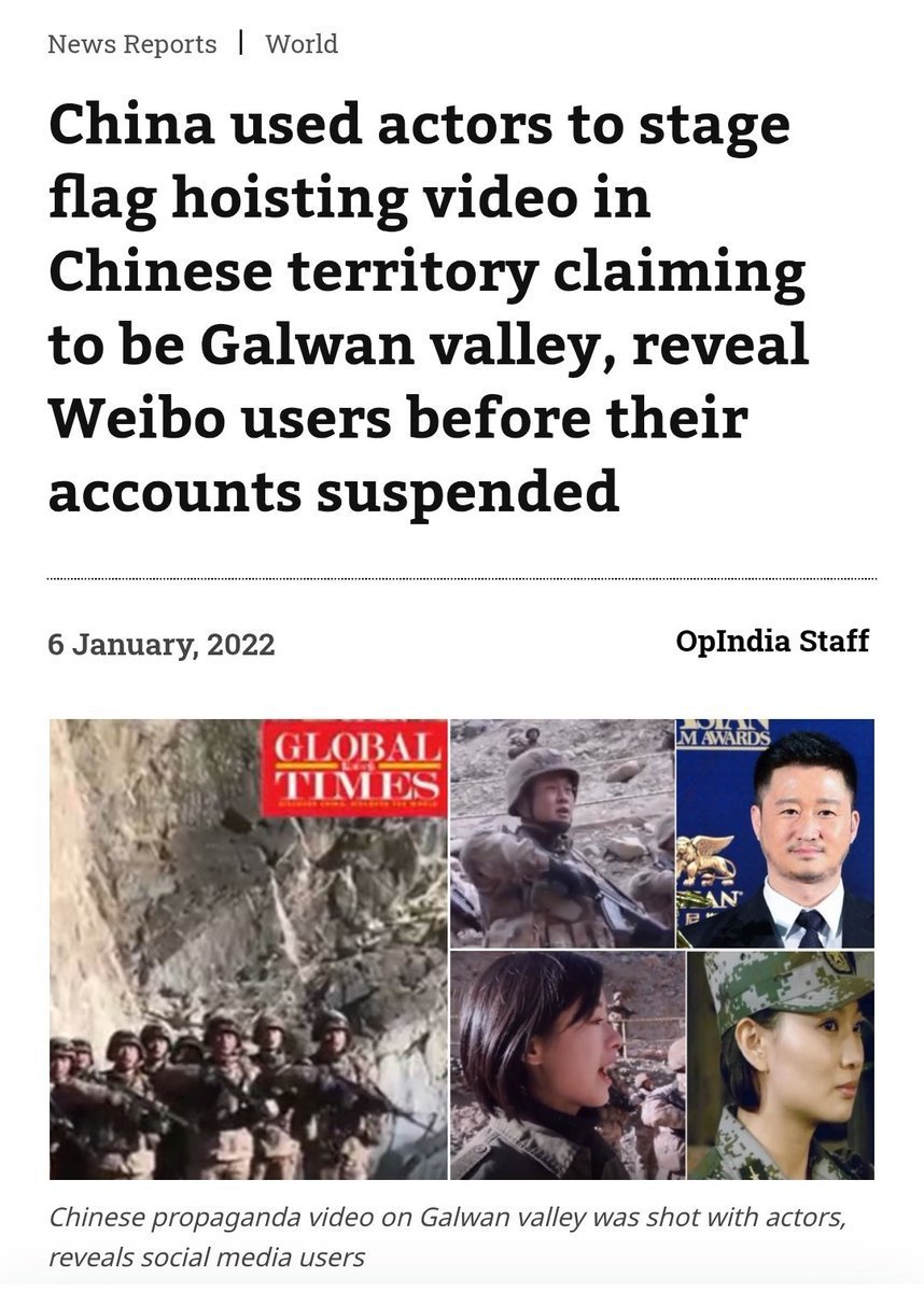 real_insight_1's tweet photo. Indian army beat the shit out of Chinese and k1lled 42 soldiers in Galwan. To save face, China used actors and Pakistani army to stage fake videos.

China can win any war on social media 🤣 https://t.co/mj2b72anP6