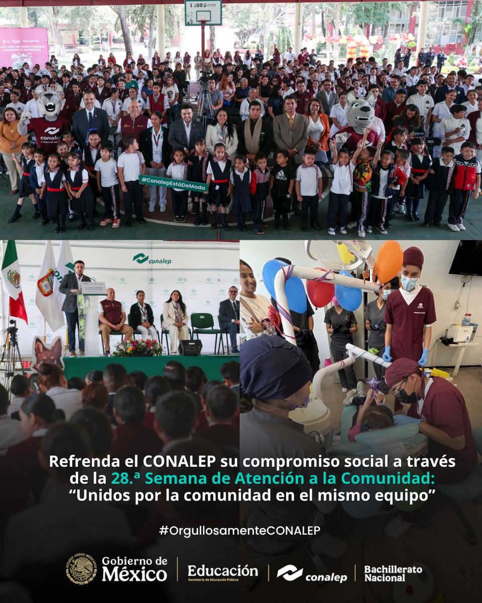 CONALEP_Mex's tweet photo. Fomentan la participación activa de las y los estudiantes #CONALEP en acciones de atención comunitaria que contribuyan al mejoramiento de la calidad de vida de la población, en la 28.ᵃ Semana CONALEP de Atención a la Comunidad. 

Toda la información:👉https://t.co/bXw7IUaREb https://t.co/u7rsC5LbZs
