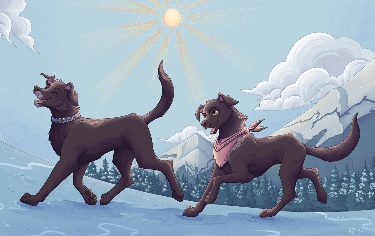 NoctusCreatures's tweet photo. Let’s go on an adventure!

This wonderful commissioned piece goes to two very special doggos, may time keep this girl together for long

#dog #labrador #furry #commission #furryart https://t.co/poAhisGU61