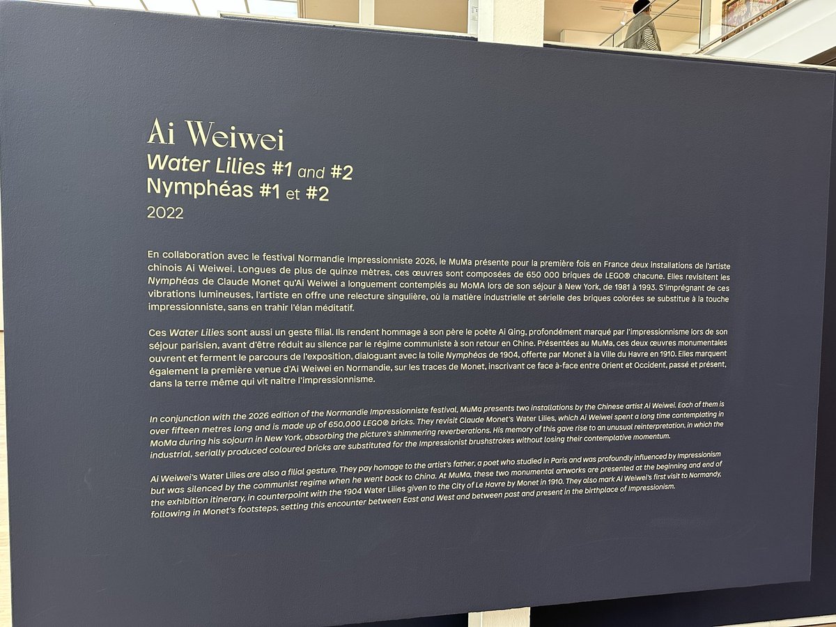 feather_info's tweet photo. Nog niets in de Nederlandse kranten gezien over de prachtige #Monet tentoonstelling in #LeHavre met een #Lego-bijdrage door Ai Weiwei. Gaat dat zien 🤩 https://t.co/49CP6Wdqi8